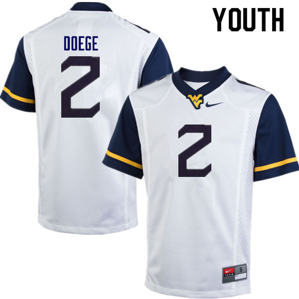 NCAA Youth Jarret Doege West Virginia Mountaineers White #2 Nike Stitched Football College Authentic Jersey DA23L08KW